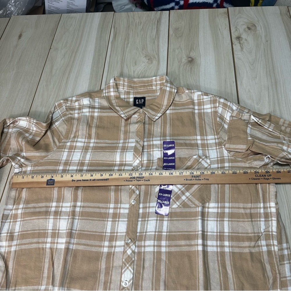 Gap Women's Soft‎ Cotton Relaxed Fit Button Up Flannel Shirt Size XXLarge -New - Picture 7 of 11